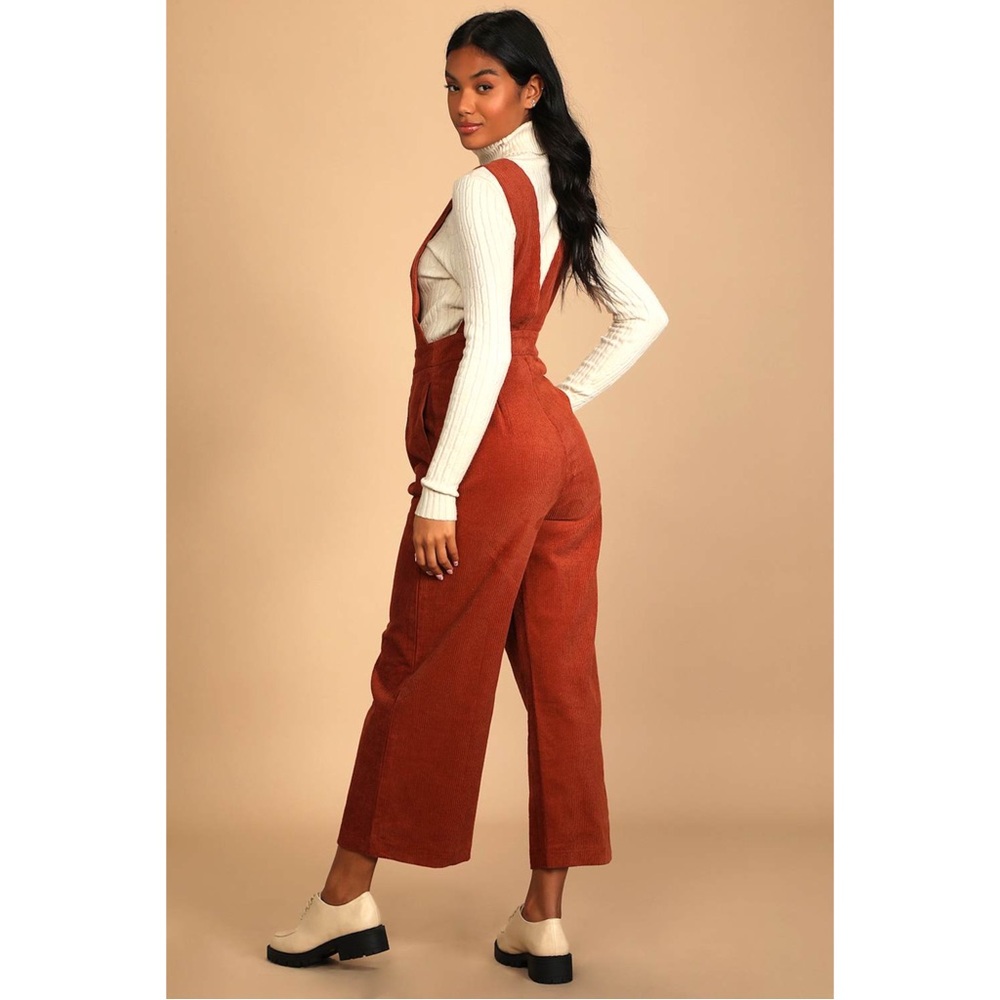 Lulu’s Corduroy Wide Leg Overall Jumpsuit - Picture 4 of 10